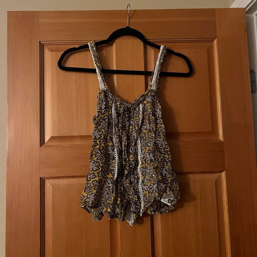 Anthropologie Yellow and brown Floral Camisole